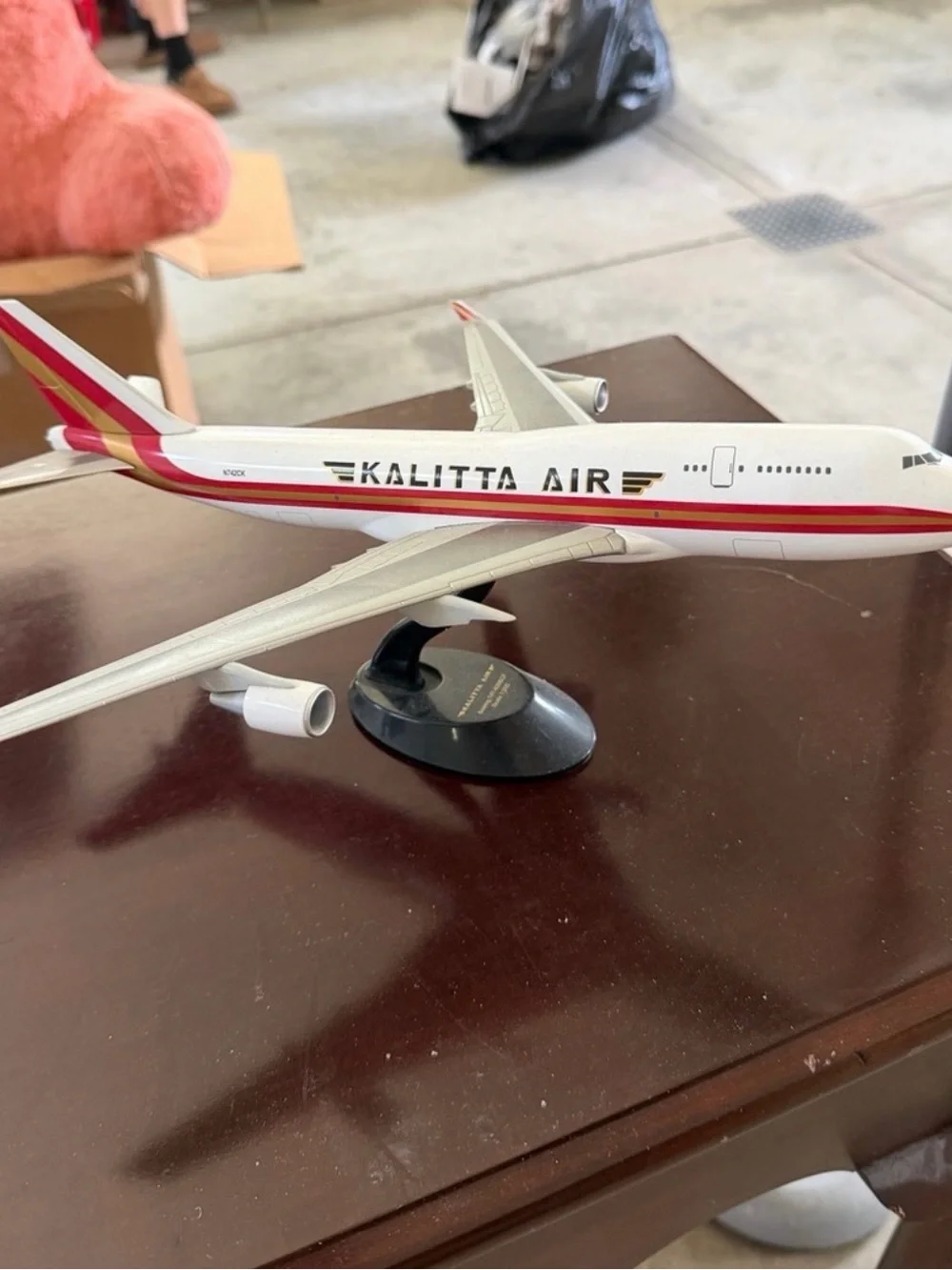 Red & White Cargo Plane Model - Missing One Engine Piece